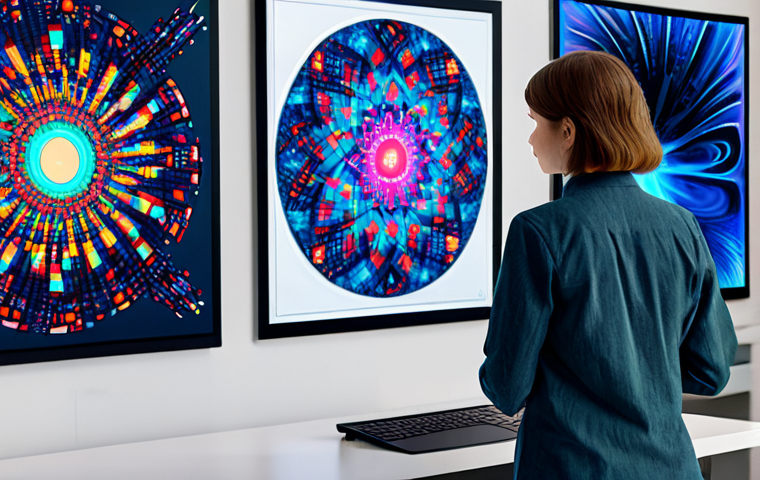 AI Art Creation**
"A modern art studio filled with computers displaying complex algorithms and colorful, abstract digital art. A professional artist, fully clothed in a stylish yet modest outfit, is interacting with the software, showcasing the blend of technology and creativity. Safe for work, appropriate content, professional setting, perfect anatomy, natural proportions, well-formed hands, proper finger count. High quality, family-friendly, fully clothed."
**