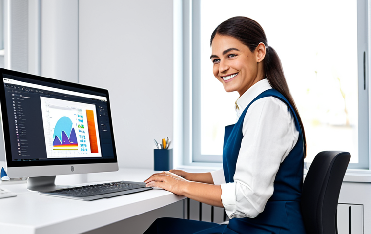 AI Logo Creation**

"A woman with a warm smile, sitting at a bright desk with a laptop, designing a logo with AI software, fully clothed, appropriate attire, modern office setting, safe for work, perfect anatomy, natural pose, professional, modest, family-friendly."

**