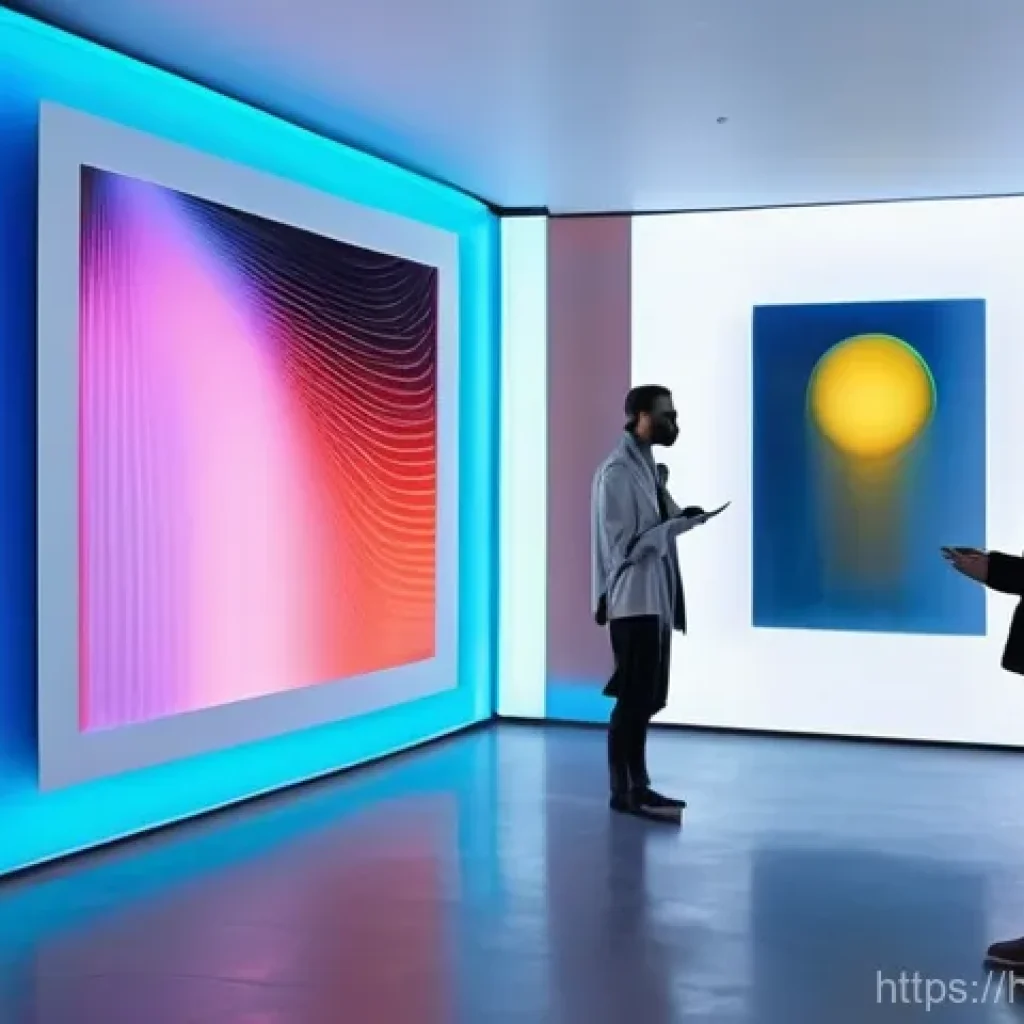 AI 예술과 인터랙티브 퍼포먼스 - **Prompt 1: Futuristic Interactive Art Gallery**
    "A diverse group of people, dressed in stylish ...