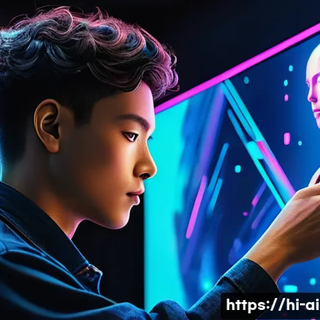 AI 예술과 수학적 패턴 - A vibrant digital artwork depicting a fusion of technology and imagination, featuring AI-generated g...